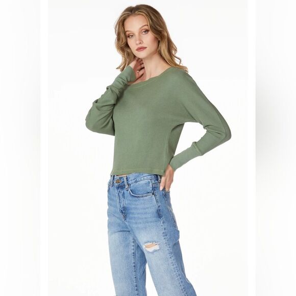 NWT Bobi Taupe Wide Boat Neck Dolman Thermal Long Sleeve Tee Size L - Picture 6 of 8